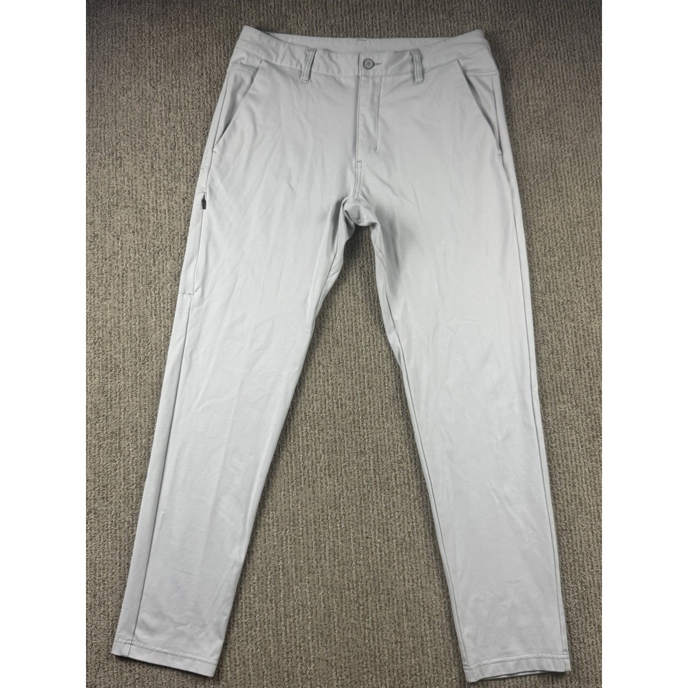 BYLT Mens L Everyday Pant 2.0 Slim Fit Chino Stretch Flat Front Grey